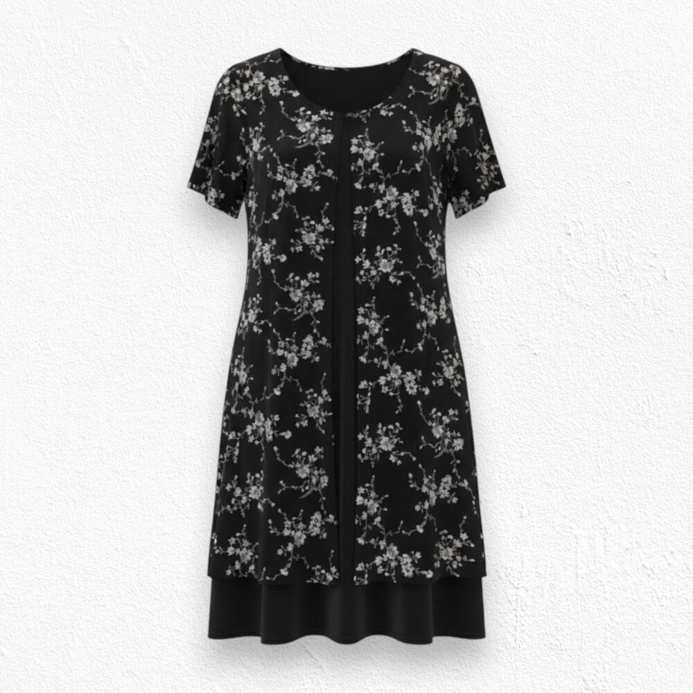 1990s Y2K Molly Malloy Black Floral Dress Size 8 Evening Cocktail Party Dress
